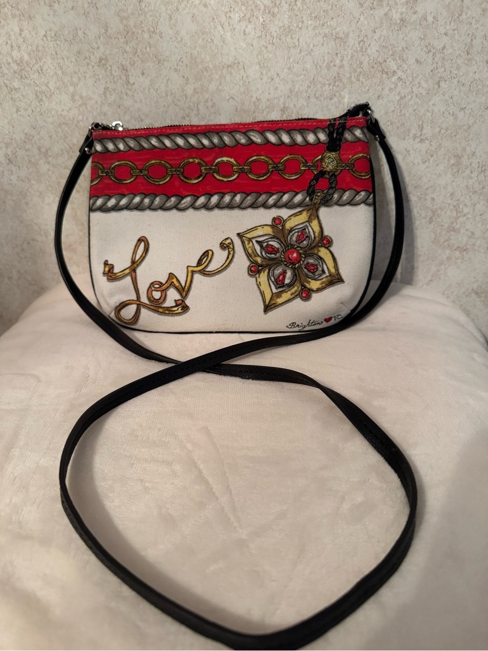 Brighton White, Red and Black 'Love' Crossbody Bag